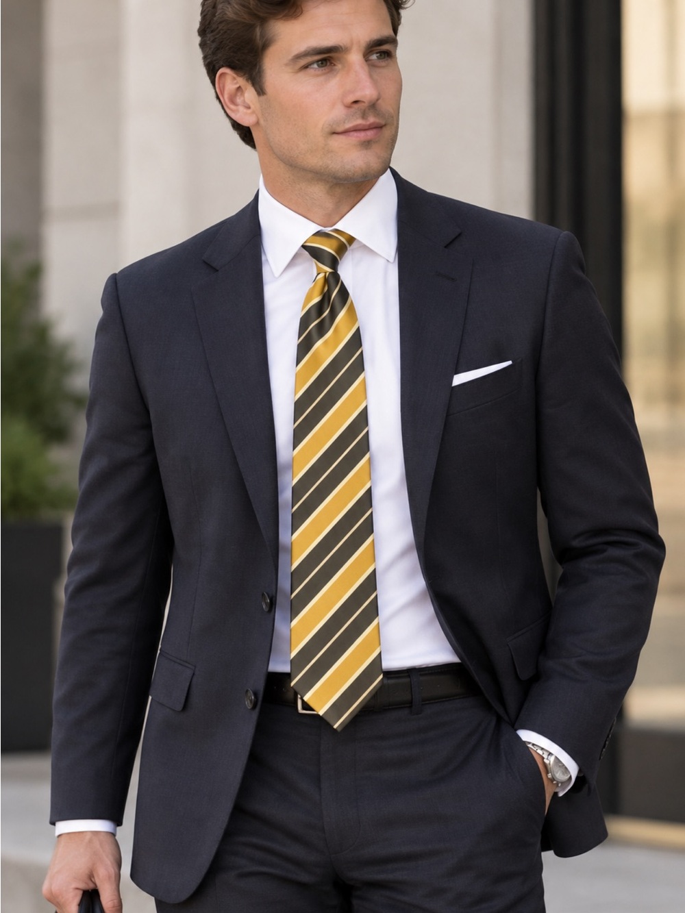Burberry Classic Striped Gold and Black Men’s Tie